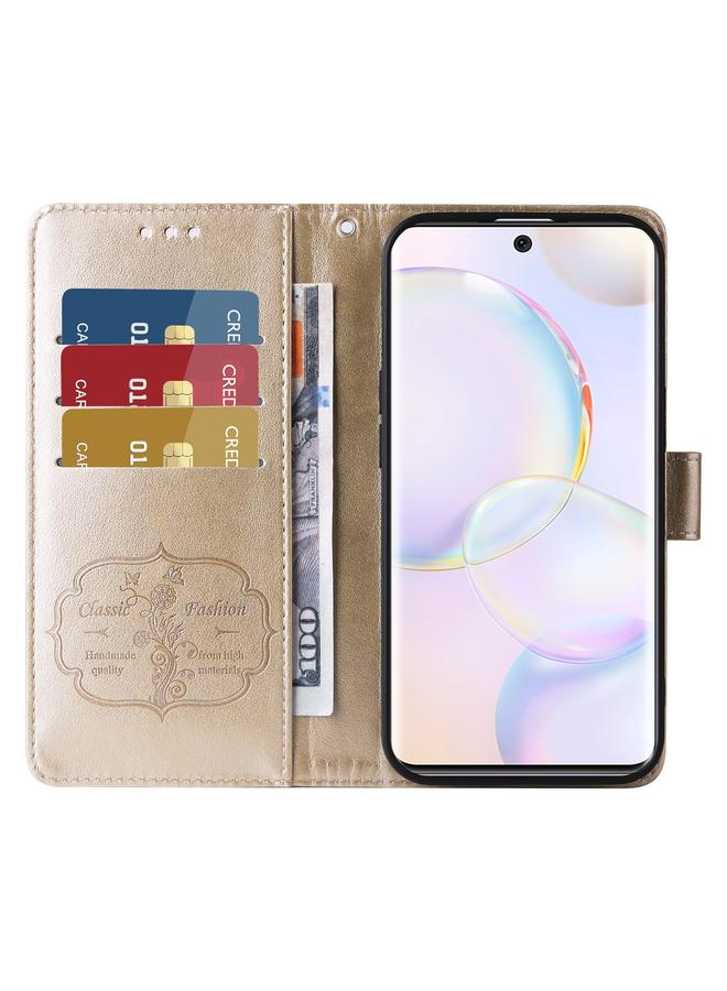 اس-توب جراب هاتف جلدي منقوش عليه زهور الفراشة لهاتف Honor 50 5G / Huawei nova 9 - Image 4