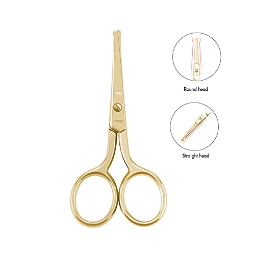 LIVINGO Professional Nose Hair Scissors, Multi-purpose Stainless Steel Rounded Tip Straight Blade, Facial Hair Beard Eyebrows Ear Trimming Beauty Grooming Tool for Men & Women, 3.5” Gold - Image 3