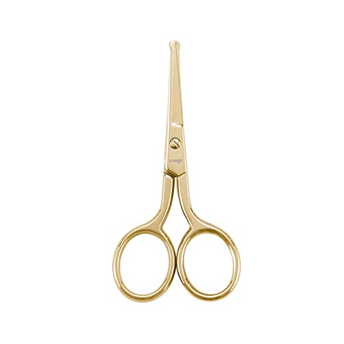 LIVINGO Professional Nose Hair Scissors, Multi-purpose Stainless Steel Rounded Tip Straight Blade, Facial Hair Beard Eyebrows Ear Trimming Beauty Grooming Tool for Men & Women, 3.5” Gold - Image 1