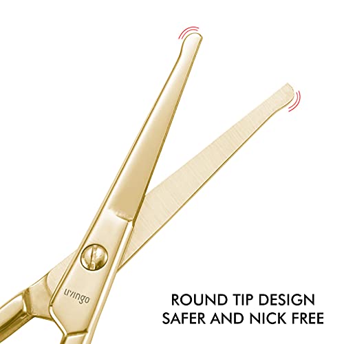 LIVINGO Professional Nose Hair Scissors, Multi-purpose Stainless Steel Rounded Tip Straight Blade, Facial Hair Beard Eyebrows Ear Trimming Beauty Grooming Tool for Men & Women, 3.5” Gold - Image 4
