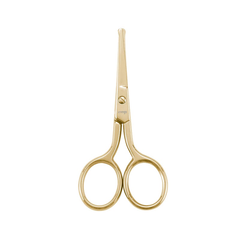 LIVINGO Professional Nose Hair Scissors, Multi-purpose Stainless Steel Rounded Tip Straight Blade, Facial Hair Beard Eyebrows Ear Trimming Beauty Grooming Tool for Men & Women, 3.5” Gold - Image 5