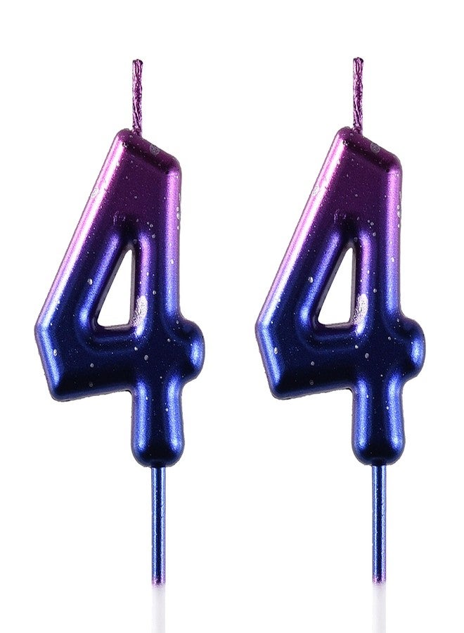 شمعة عيد ميلاد AOOLADA رقم 44، شموع كعكة عيد الميلاد رقم 44، شموع عيد ميلاد رقم 44 لتزيين الكيك، أزرق - Image 1