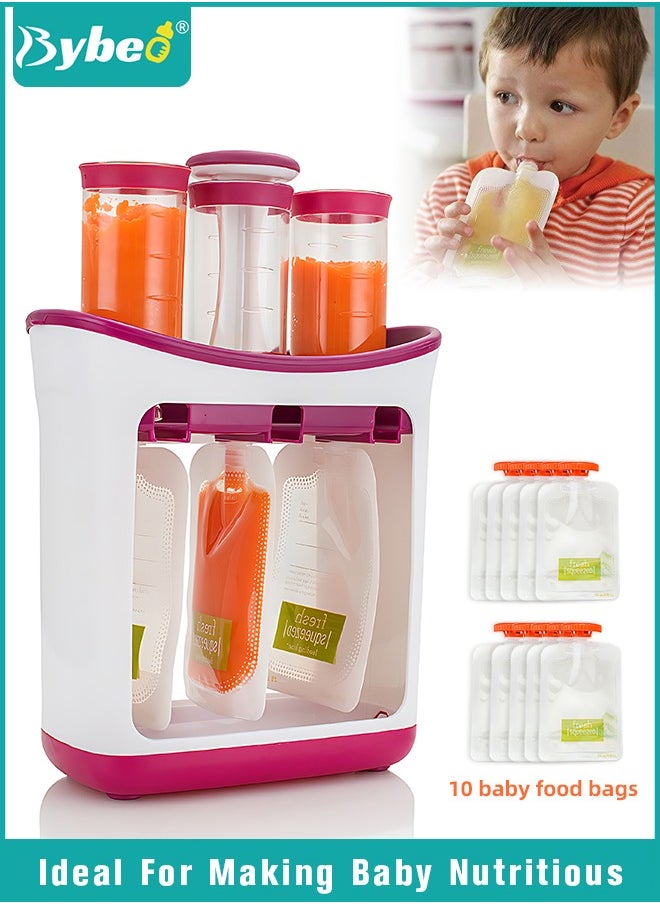 Bybeo - Squeeze Station Food maker With 10 Reusable Bags, 3 Dispensers Squeeze Station For Homemade Baby Food, Pouch Filling Station For Puree Food For Babies&Toddlers, Dishwasher Safe, BPA-Free - Image 1
