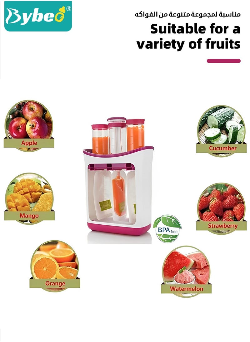 Bybeo - Squeeze Station Food maker With 10 Reusable Bags, 3 Dispensers Squeeze Station For Homemade Baby Food, Pouch Filling Station For Puree Food For Babies&Toddlers, Dishwasher Safe, BPA-Free - Image 1