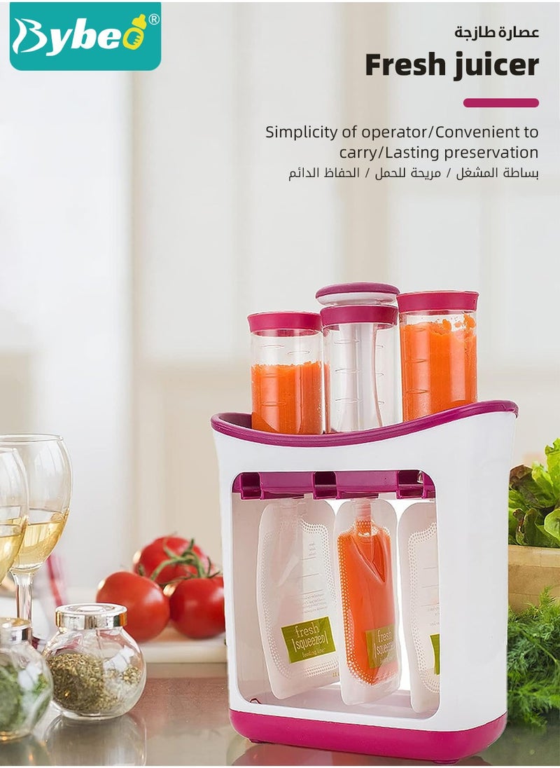 Bybeo - Squeeze Station Food maker With 10 Reusable Bags, 3 Dispensers Squeeze Station For Homemade Baby Food, Pouch Filling Station For Puree Food For Babies&Toddlers, Dishwasher Safe, BPA-Free - Image 1