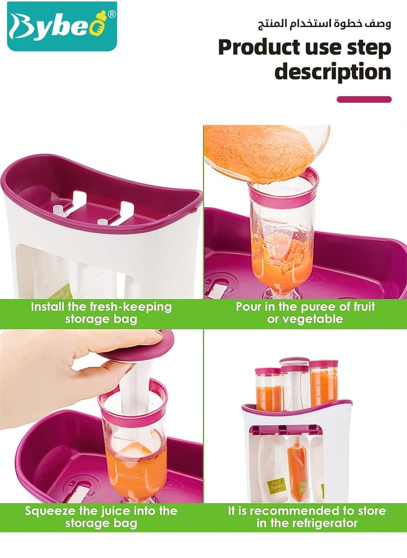 Bybeo - Squeeze Station Food maker With 10 Reusable Bags, 3 Dispensers Squeeze Station For Homemade Baby Food, Pouch Filling Station For Puree Food For Babies&Toddlers, Dishwasher Safe, BPA-Free - Image 1