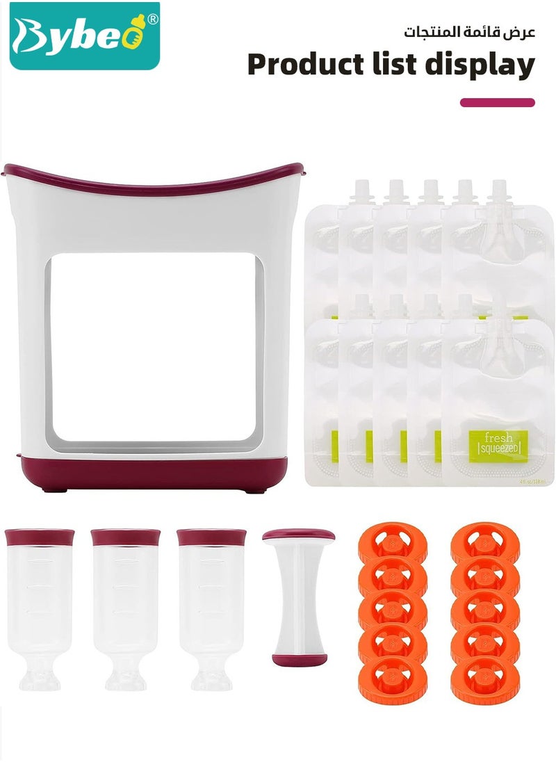 Bybeo - Squeeze Station Food maker With 10 Reusable Bags, 3 Dispensers Squeeze Station For Homemade Baby Food, Pouch Filling Station For Puree Food For Babies&Toddlers, Dishwasher Safe, BPA-Free - Image 1