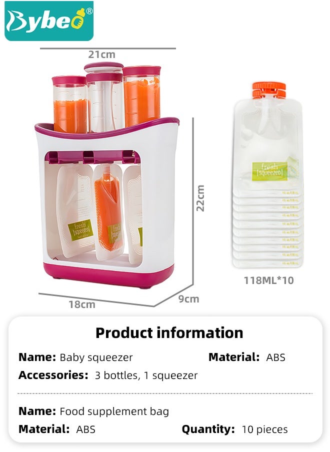 Bybeo - Squeeze Station Food maker With 10 Reusable Bags, 3 Dispensers Squeeze Station For Homemade Baby Food, Pouch Filling Station For Puree Food For Babies&Toddlers, Dishwasher Safe, BPA-Free - Image 1