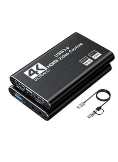 Excefore High-Performance Video Capture Card | USB 3.0, 4K HDMI Loop-Out | Full HD 1080P 60FPS, 2K 30FPS | Ideal for Streaming on PS5, Switch, Camera, PC, OBS | Durable & Compact - Black  - Image 1