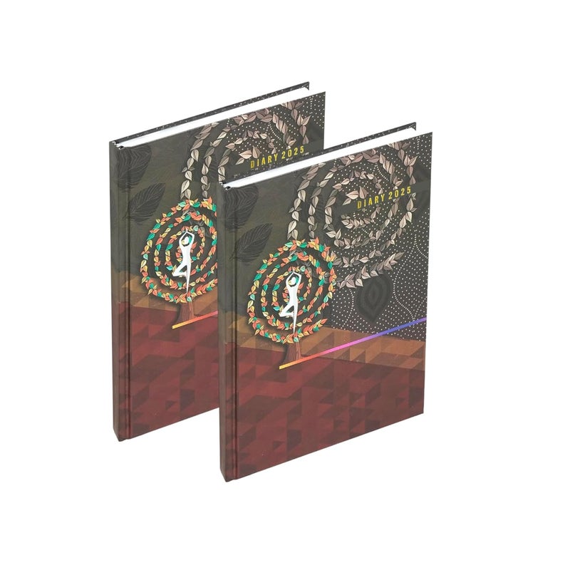 TULMAN 2 Pack A5 Hard Bound 2025 Journal Diary - Yoga Motivational Planner & Creative Writing Perfect for Students, Professionals & Gift Giving (23 x 17.6 x 1.7) CM - Image 1