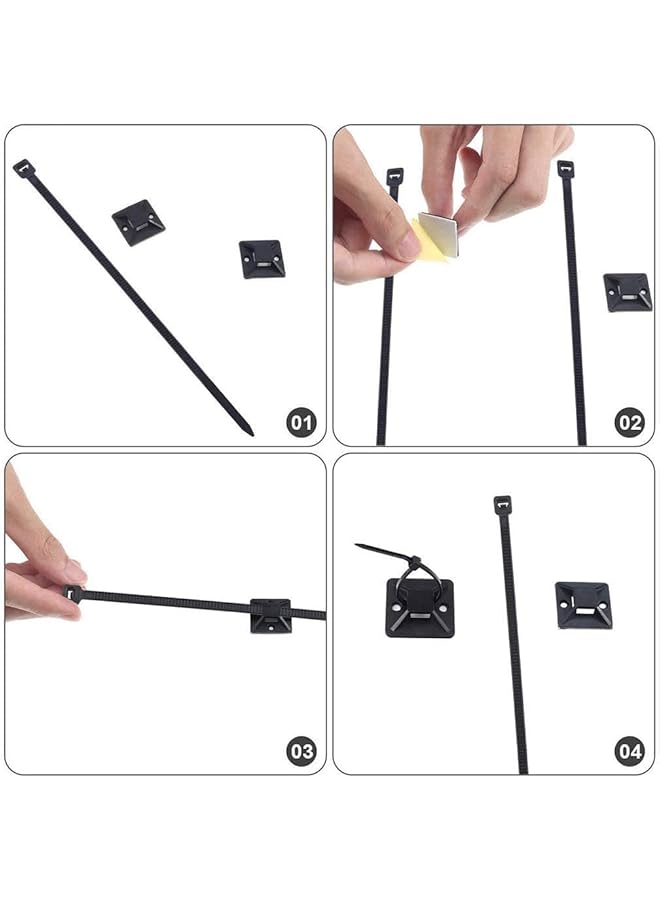 erorex 50 Pack Zip Tie Adhesive Mounts Self Adhesive Cable Tie Base Holders With Multi Purpose Tie Wire Clips With Screw Hole Anchor Stick On Wire Holde 30Mm Black - Image 2