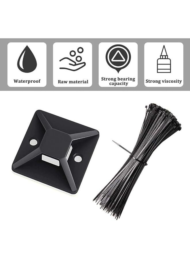 erorex 50 Pack Zip Tie Adhesive Mounts Self Adhesive Cable Tie Base Holders With Multi Purpose Tie Wire Clips With Screw Hole Anchor Stick On Wire Holde 30Mm Black - Image 3