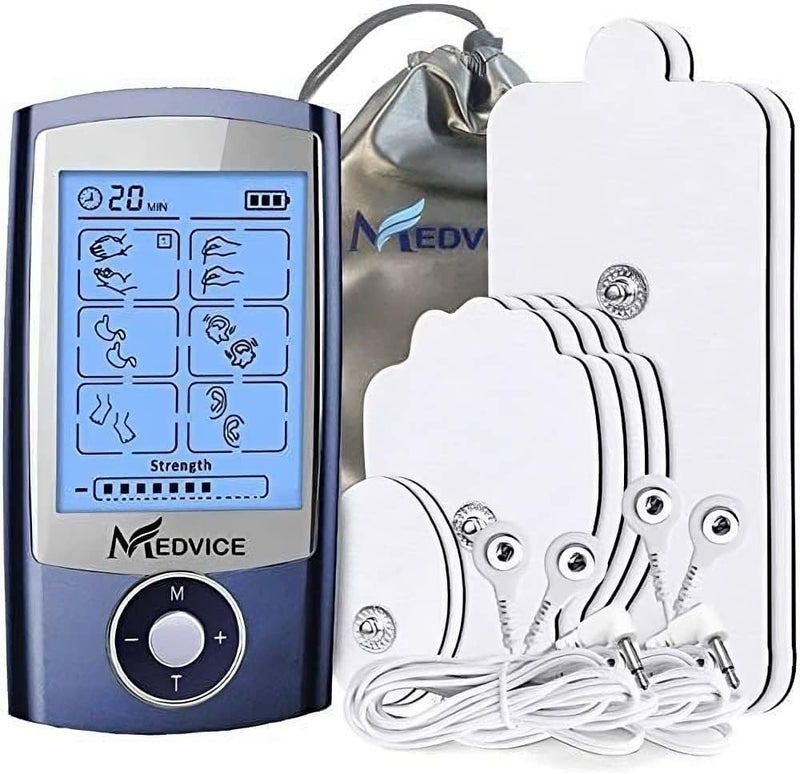 MEDVICE Rechargeable Tens Unit Muscle Stimulator, 2nd Gen 16 Modes & 8 Upgraded Pads for Natural Pain Relief & Management, FDA Cleared Electric Pulse Impulse Mini Massager Machine - Image 1