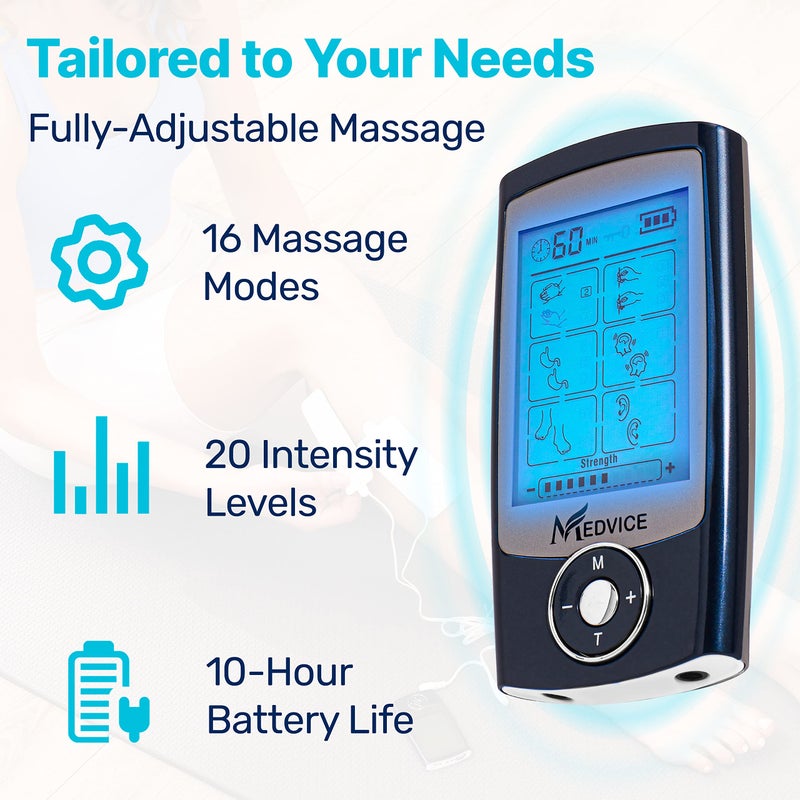 MEDVICE Rechargeable Tens Unit Muscle Stimulator, 2nd Gen 16 Modes & 8 Upgraded Pads for Natural Pain Relief & Management, FDA Cleared Electric Pulse Impulse Mini Massager Machine - Image 4