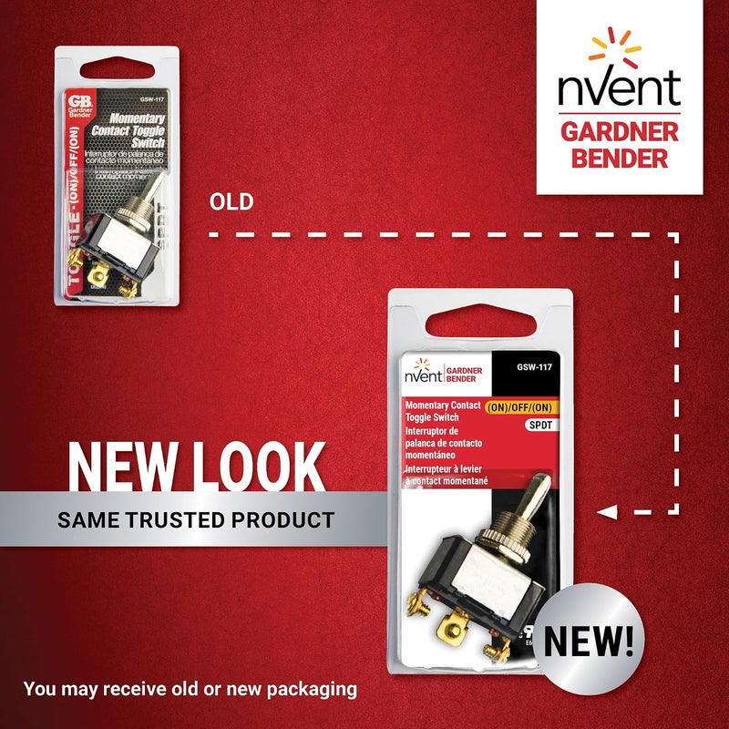 Gardner Bender GSW-117 Heavy-Duty Electrical Toggle Switch, SPDT, Mom ON-OFF-Mom-ON, 20 A/125V AC, Screw Terminal - Image 2