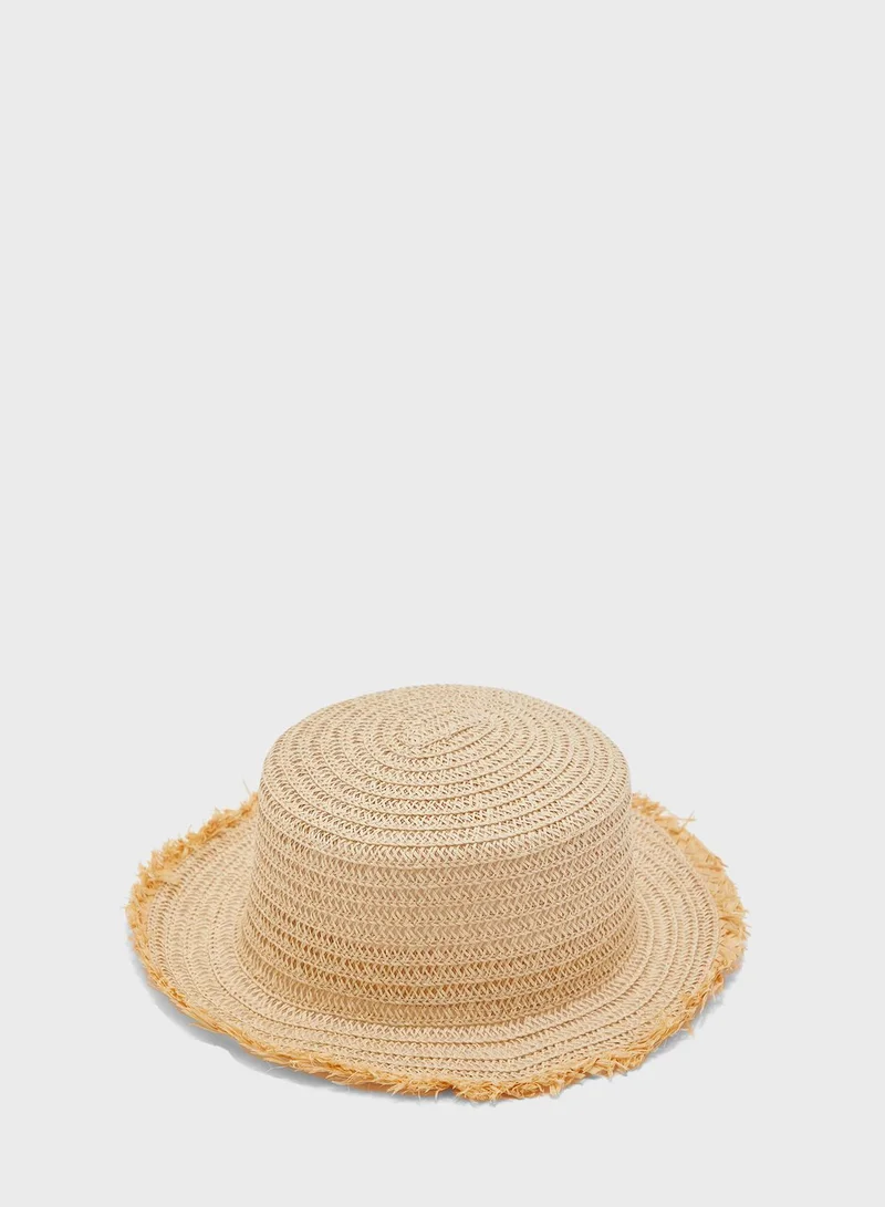 Ginger Raw Edge Straw Hat