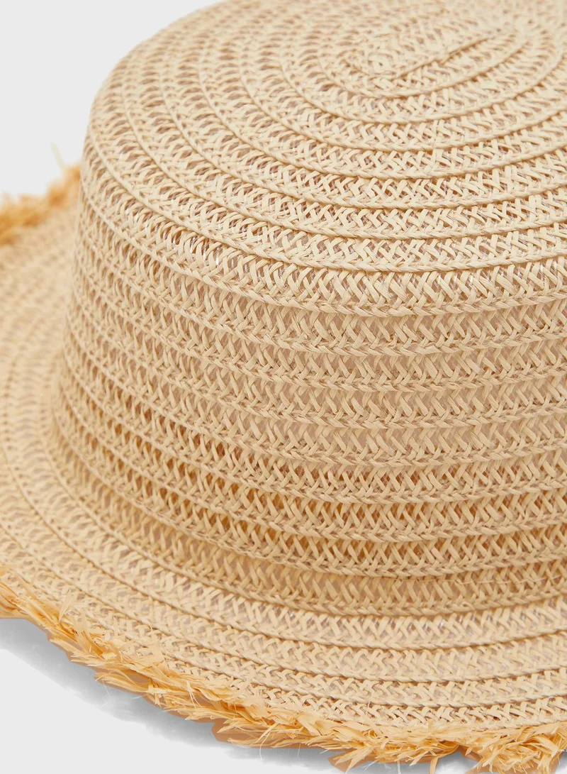 Ginger Raw Edge Straw Hat