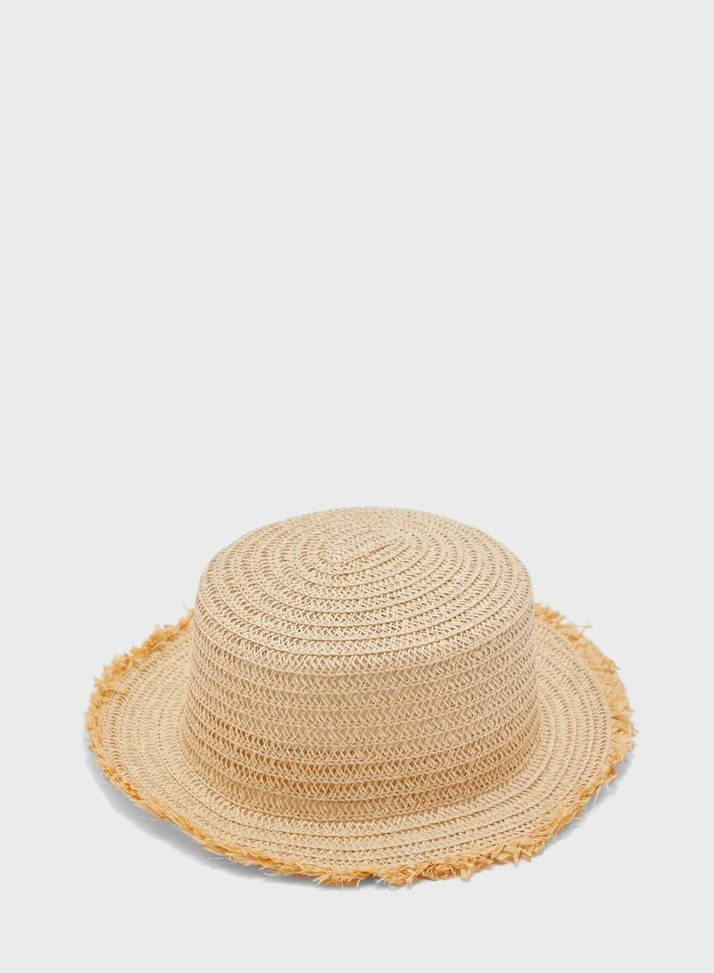 Ginger Raw Edge Straw Hat