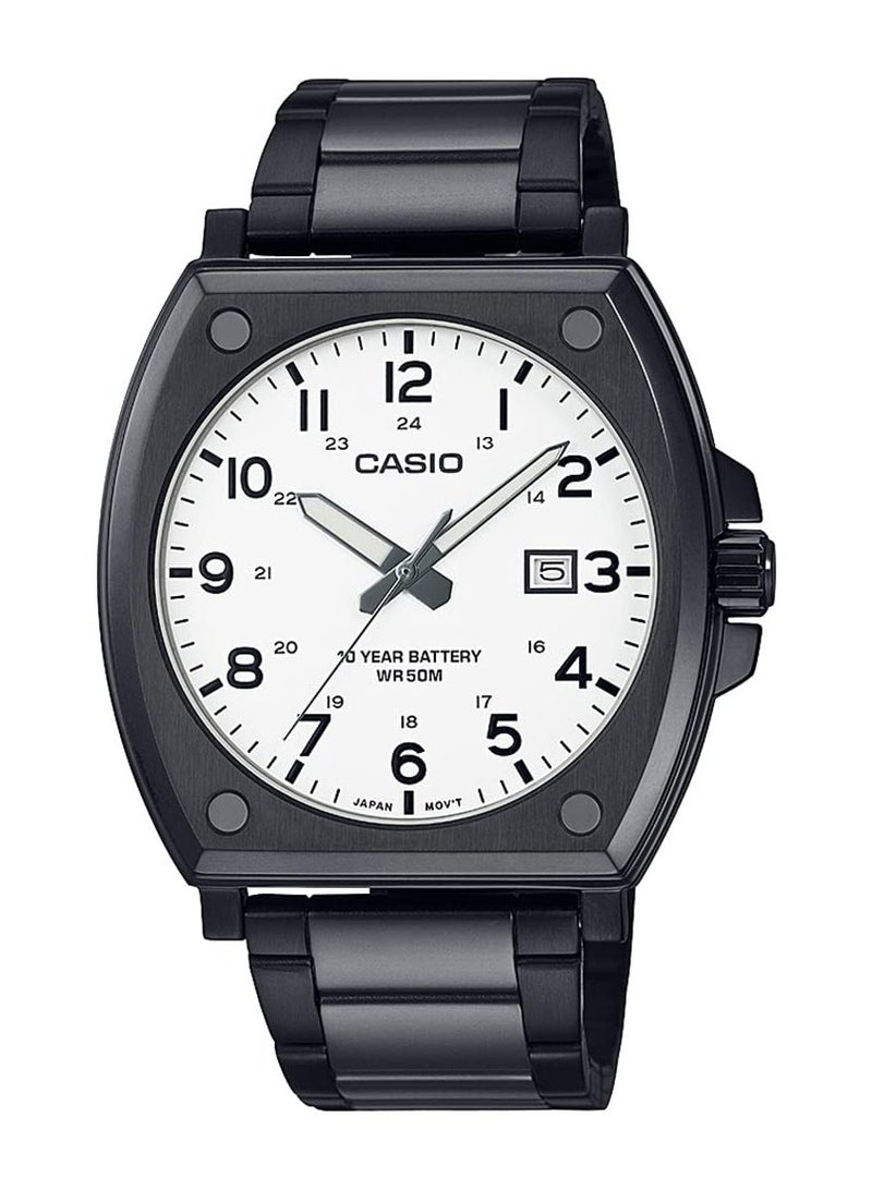 CasioMen Stainless Steel Analog White Dial Watch Mtp E715D 7Avdf, Band Color Black - Image 1
