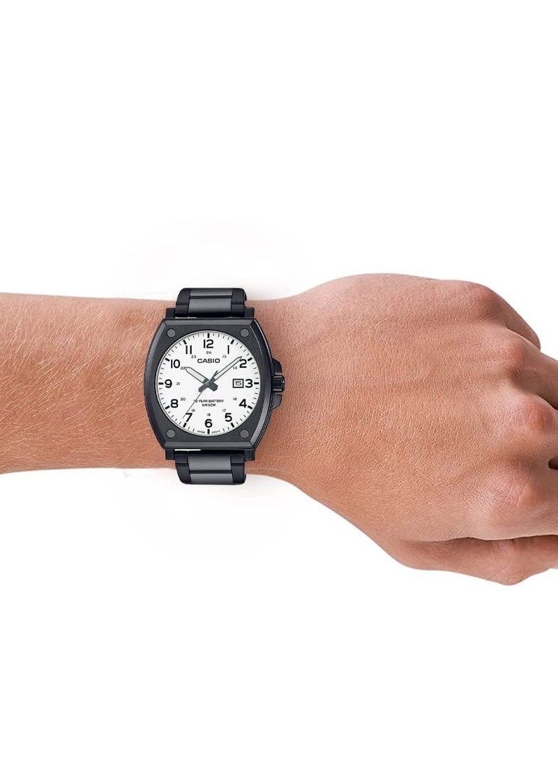 CasioMen Stainless Steel Analog White Dial Watch Mtp E715D 7Avdf, Band Color Black - Image 3