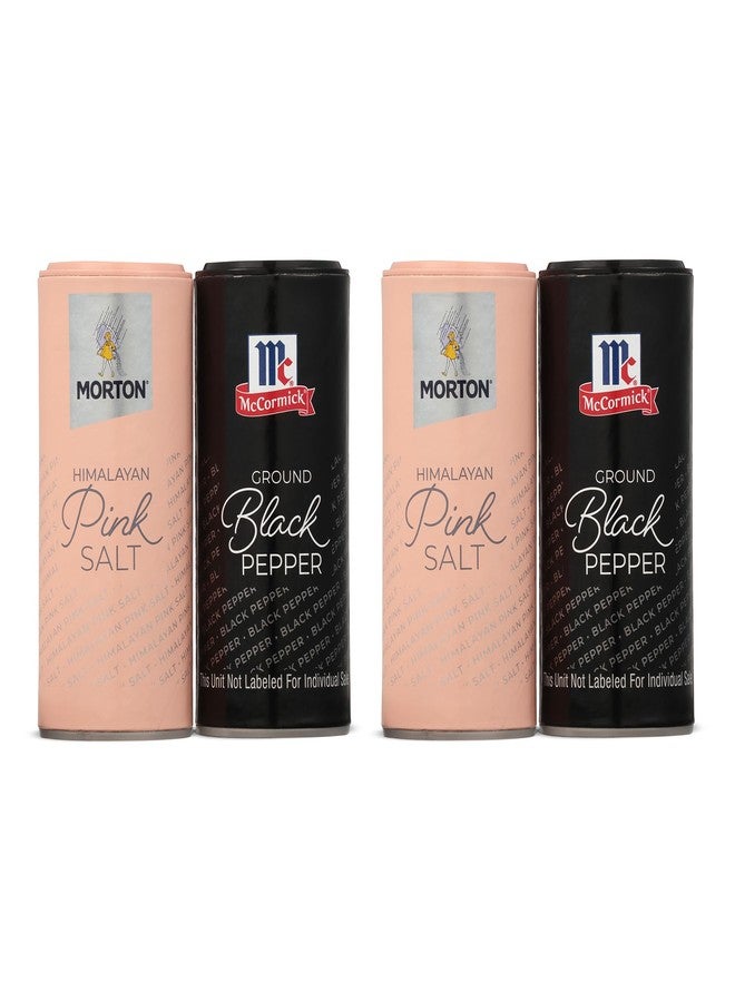 Morton Himalayan Pink Salt (4 oz) & McCormick Ground Pepper (1.25 oz) Shaker Set, 2-Pack, All-Purpose Salt and Pepper for Cooking, Seasoning & Finishing - Image 1