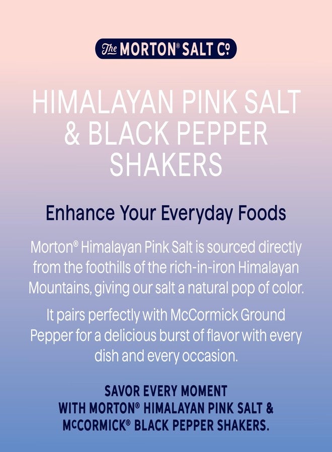 Morton Himalayan Pink Salt (4 oz) & McCormick Ground Pepper (1.25 oz) Shaker Set, 2-Pack, All-Purpose Salt and Pepper for Cooking, Seasoning & Finishing - Image 5