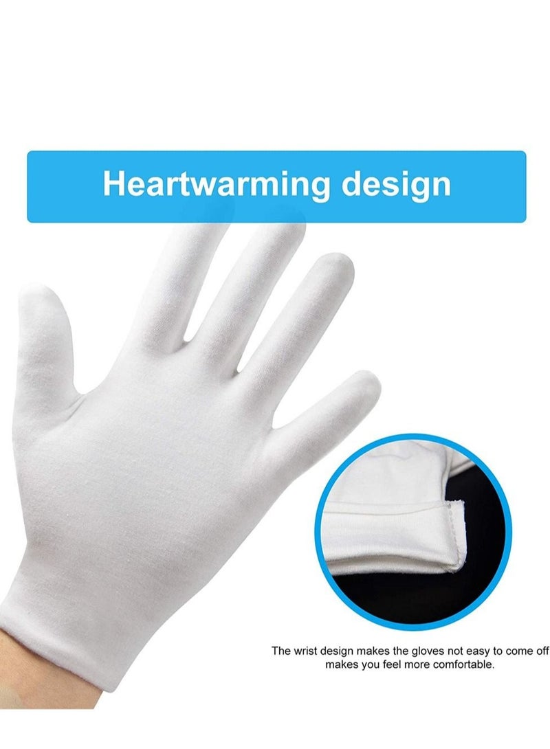Captaintech 5 Pairs White Cotton Gloves, White Gloves for Inspection Photo Jewelry Silver Coin Archive Serving Costume, Cotton Gloves for Dry Hands Women Men Eczema Moisturizing SPA - Image 5