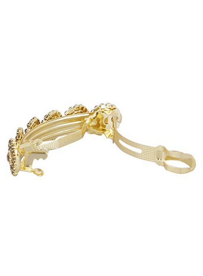 ACCESSHER design Gold Tone Rhinestones studded back Hair clip Hair Barrette hair accessories for Women and girls pac of 1 - Image 4