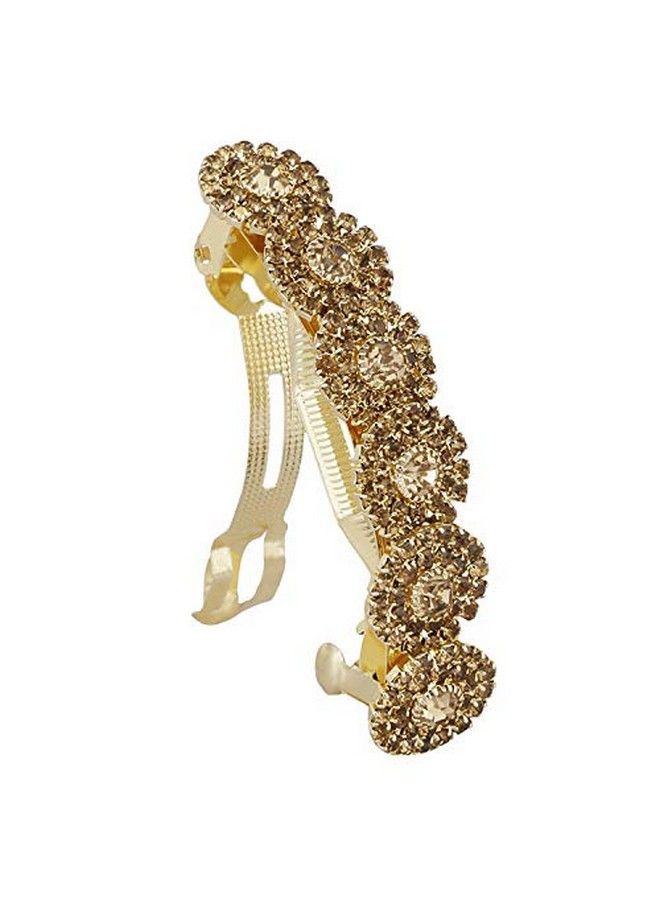 ACCESSHER design Gold Tone Rhinestones studded back Hair clip Hair Barrette hair accessories for Women and girls pac of 1 - Image 3