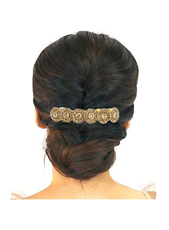 ACCESSHER design Gold Tone Rhinestones studded back Hair clip Hair Barrette hair accessories for Women and girls pac of 1 - Image 5