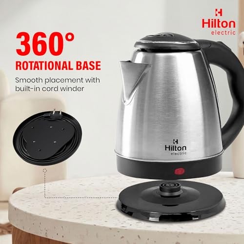 Hilton Electric Amaze Electric Kettle with Stainless Steel Body, used for boiling Water, making tea and coffee, instant noodles, soup etc. 1400 Watt (Silver) (1.5 Litre) - Image 5