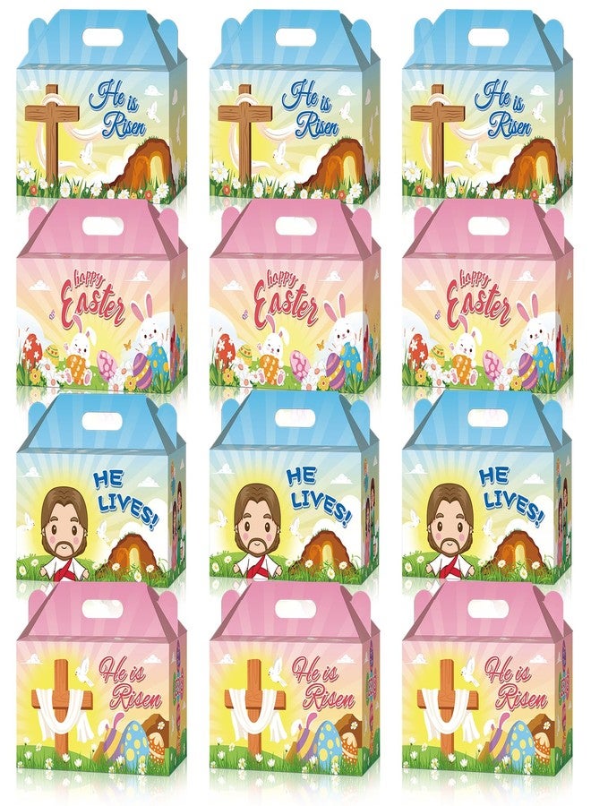 Aviski 12 Pieces He is Risen Treat Boxes, Easter Candy Boxes, Religious Christian Cookie Gift wrapping, Recycled Cardboard Box for Candy, Cookies and Party Favors - Image 1