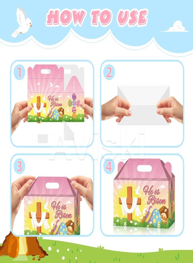 Aviski 12 Pieces He is Risen Treat Boxes, Easter Candy Boxes, Religious Christian Cookie Gift wrapping, Recycled Cardboard Box for Candy, Cookies and Party Favors - Image 3
