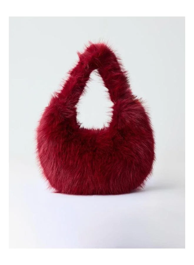Jimmy Key Burgundy Plush Shoulder Bag.