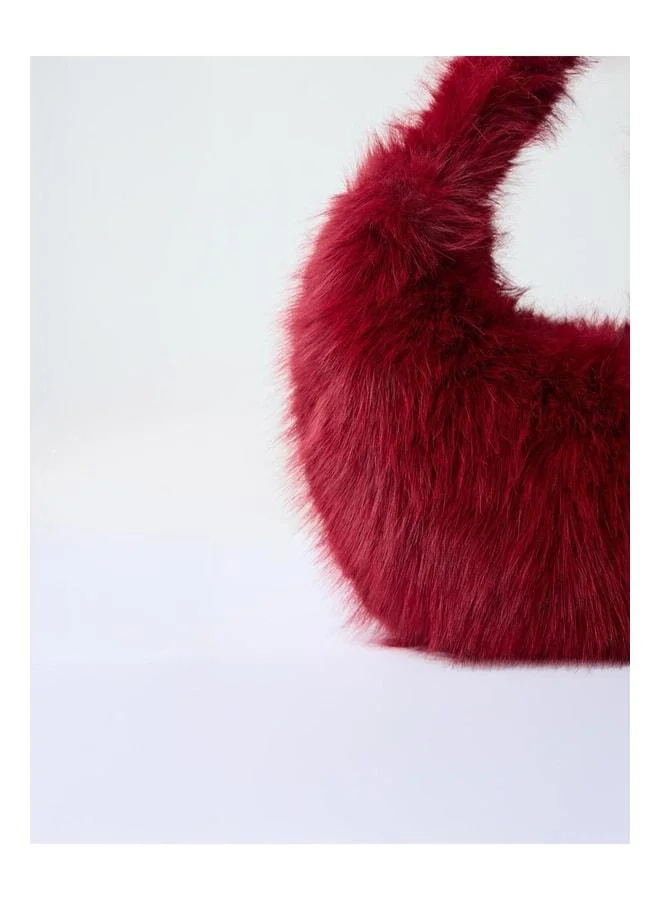 Jimmy Key Burgundy Plush Shoulder Bag.
