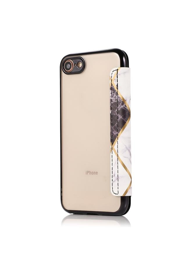 اس-توب جراب لهاتف iPhone SE 2022 / SE 2020 / 8 / 7 مصنوع من جلد البولي يوريثان الحراري مع حامل وفتحة للبطاقات، قابل للطي أفقيًا، مطلي باللون البرونزي - Image 3
