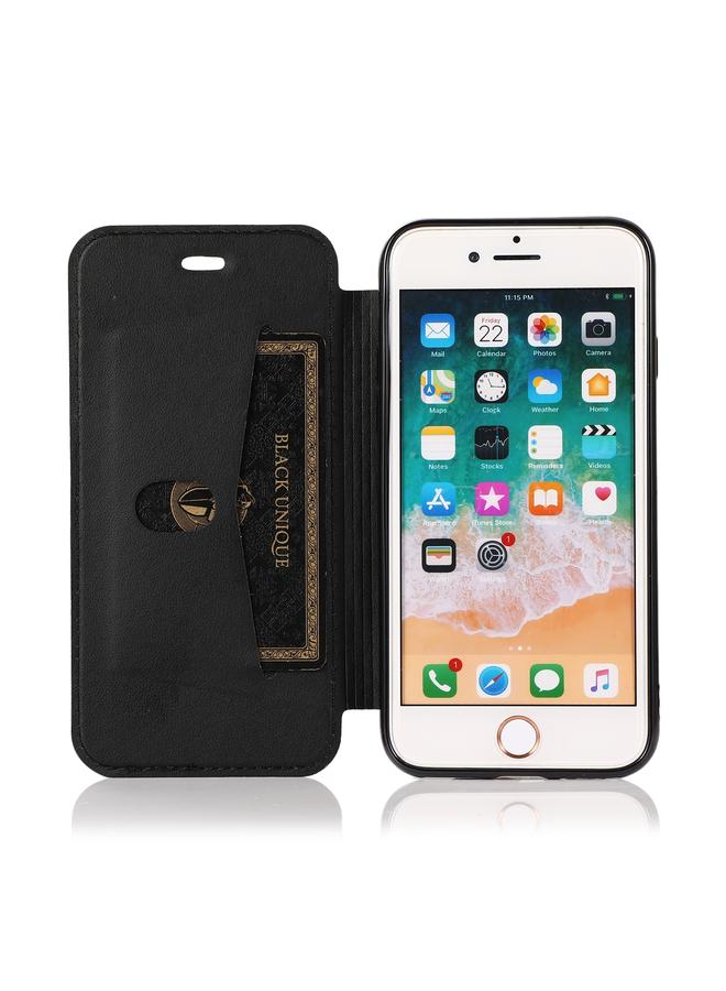 اس-توب جراب لهاتف iPhone SE 2022 / SE 2020 / 8 / 7 مصنوع من جلد البولي يوريثان الحراري مع حامل وفتحة للبطاقات، قابل للطي أفقيًا، مطلي باللون البرونزي - Image 4
