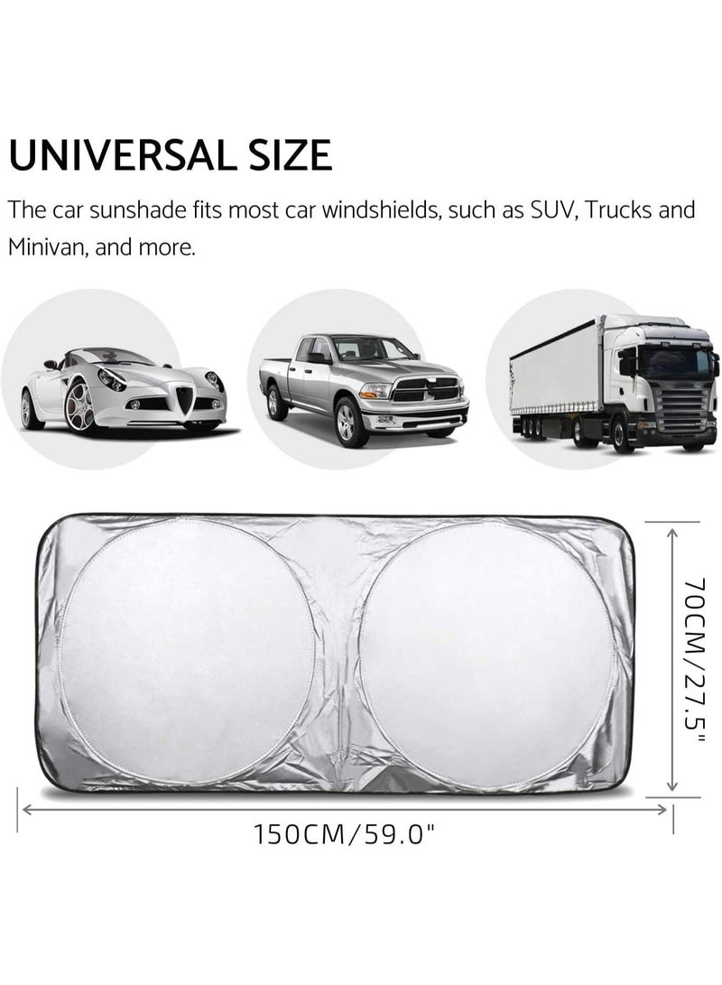 Generic 150x70cm Car Windshield Sun Shade, Foldable Reflector Sunshade Offers Ultimate Protection for Car Interior, Cool Reflective Sun Blocker, UV Rays and Heat Sun Visor Protector  - Image 2