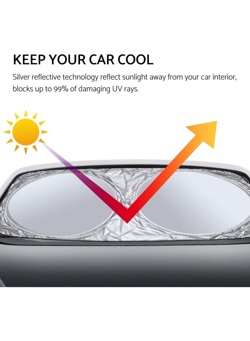 Generic 150x70cm Car Windshield Sun Shade, Foldable Reflector Sunshade Offers Ultimate Protection for Car Interior, Cool Reflective Sun Blocker, UV Rays and Heat Sun Visor Protector  - Image 4