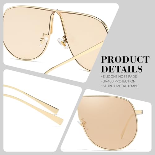 SODQW Oversized Aviator Sunglasses for Women Trendy Fashion Gold Metal 2026 Sun Glasses for Driving with UV Protection - Image 3