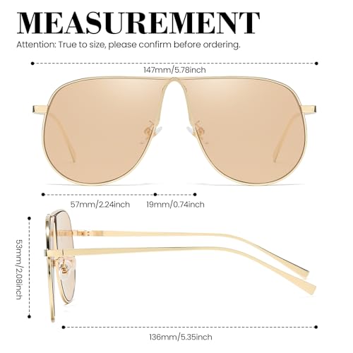SODQW Oversized Aviator Sunglasses for Women Trendy Fashion Gold Metal 2026 Sun Glasses for Driving with UV Protection - Image 5