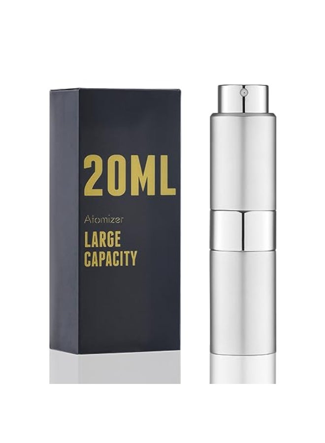 owlyee Perfume Travel Refillable Atomizer Bottle Cologne Spray Mini for Refill Empty Fragrance Sprayer for Men Large Size 20ML Silver - Image 1