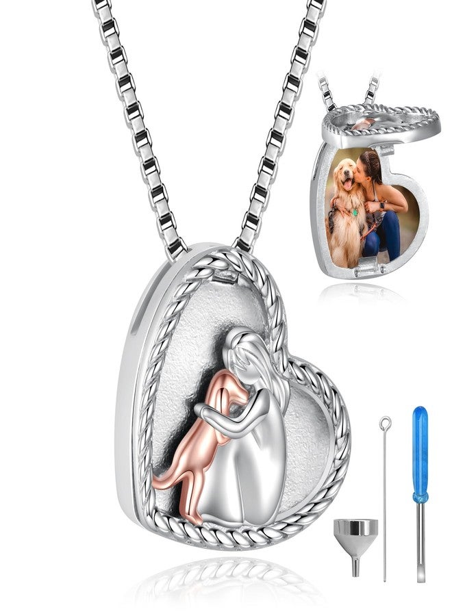 APOTIE Sterling Silver Dog Urn Necklace for Pet Ashes - S925 Pet fur Cremation Memorial Keepsake Pendant Jewelry Gifts for Women Loss Puppy (Dog Urn Locket Necklace) - Image 1