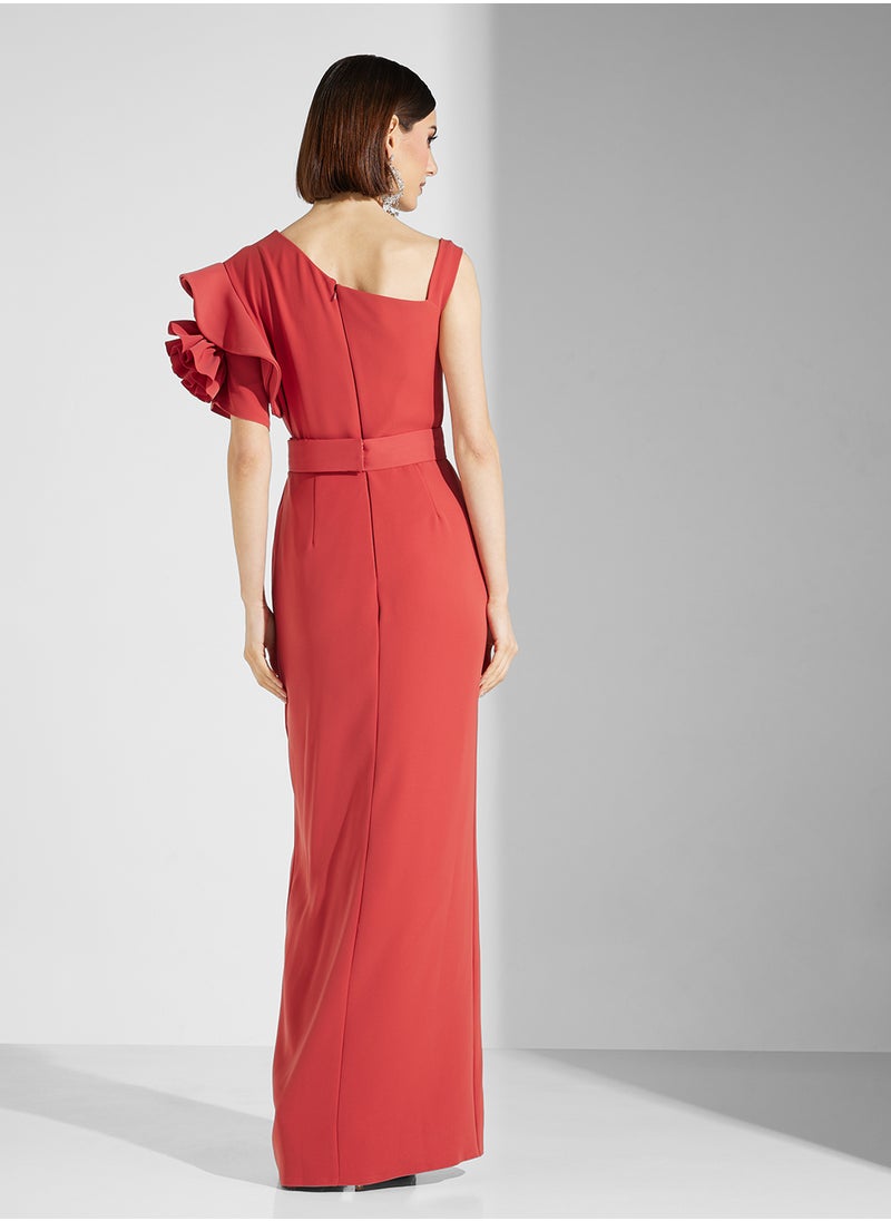 Iyra One Shoulder Side Slit Dress  - Image 2