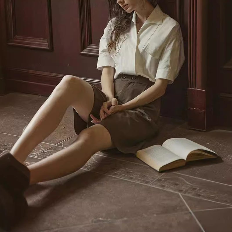 French Retro High-End Simple White Shirt Women'S Summer Design Niche Elegant Elegant Shirt Thin Top - Image 5