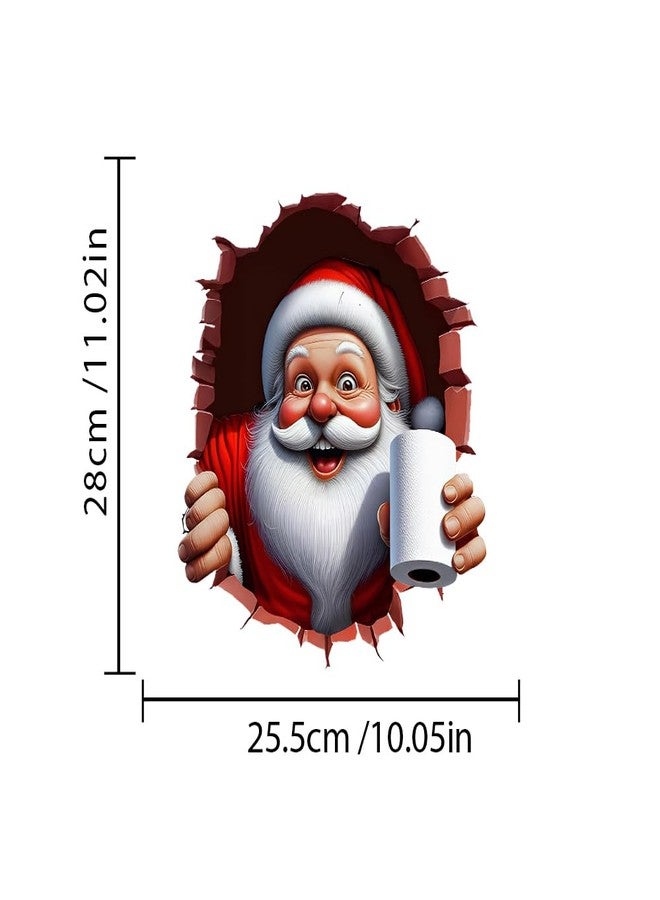 Iprokiu Christmas Toilet Sticker Santa Claus Reindeer Elf Toilet Seat Cover Decal Waterproof Christmas Crack Toilet Seat Lid Decal Snowman Elk Washroom Decoration (Smiling Santa Claus) - Image 4