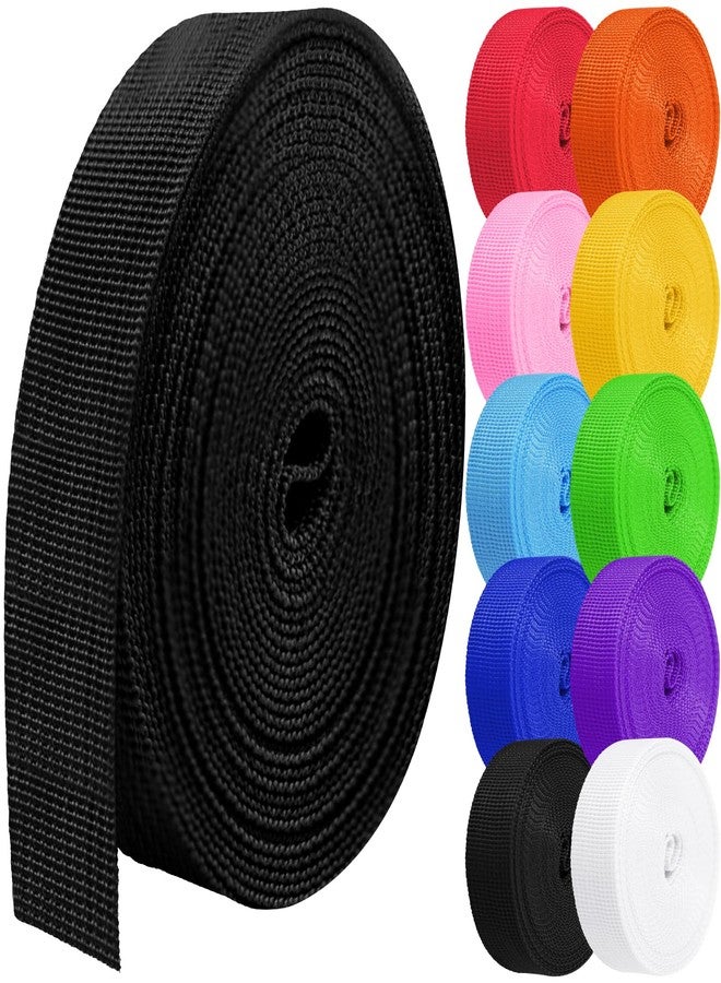 Grosun Polypropylene Webbing 1 Inch 1.5 inch 2 inch Nylon Webbing Straps, 5 10 25 50 100 Yards Webbing Strapping (Black, 1 Inch x 5 Yards) - Image 1