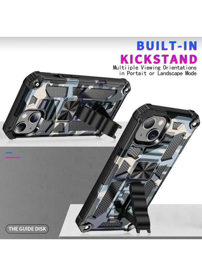 زبون جراب لهاتف iPhone 13 Camouflage Armor Kickstand TPU + PC جراب هاتف مغناطيسي - Image 2