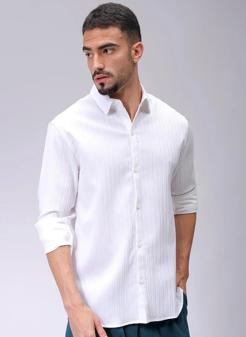 The Indian Garage Co Men Relaxed Fit Solid Full Sleeves Cutaway Collar Resort Wear Shirt