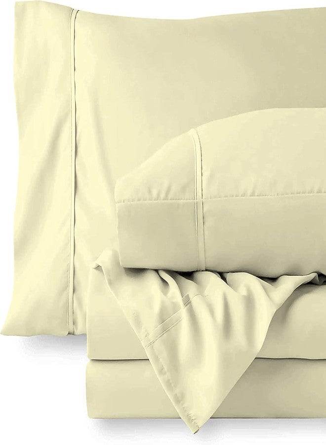 BALAJI EXPORT 1000 Thread Count Bed Sheets 3 PC - 1 Flat Sheet with 2 Pillow Cover - 100% Long Staple Cotton Breathable & Cooling Sheets - Hotel Luxury Bed Sheets- King - Ivory Solid - Image 1